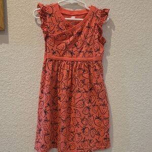 Tea Collection Strawberry Print Dress - Coral